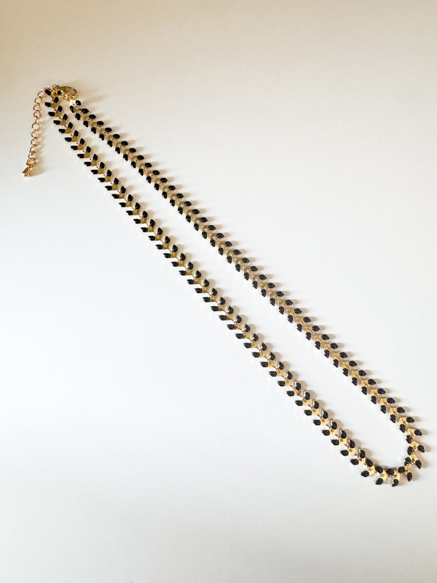 gold & black enameled chevron chain necklace