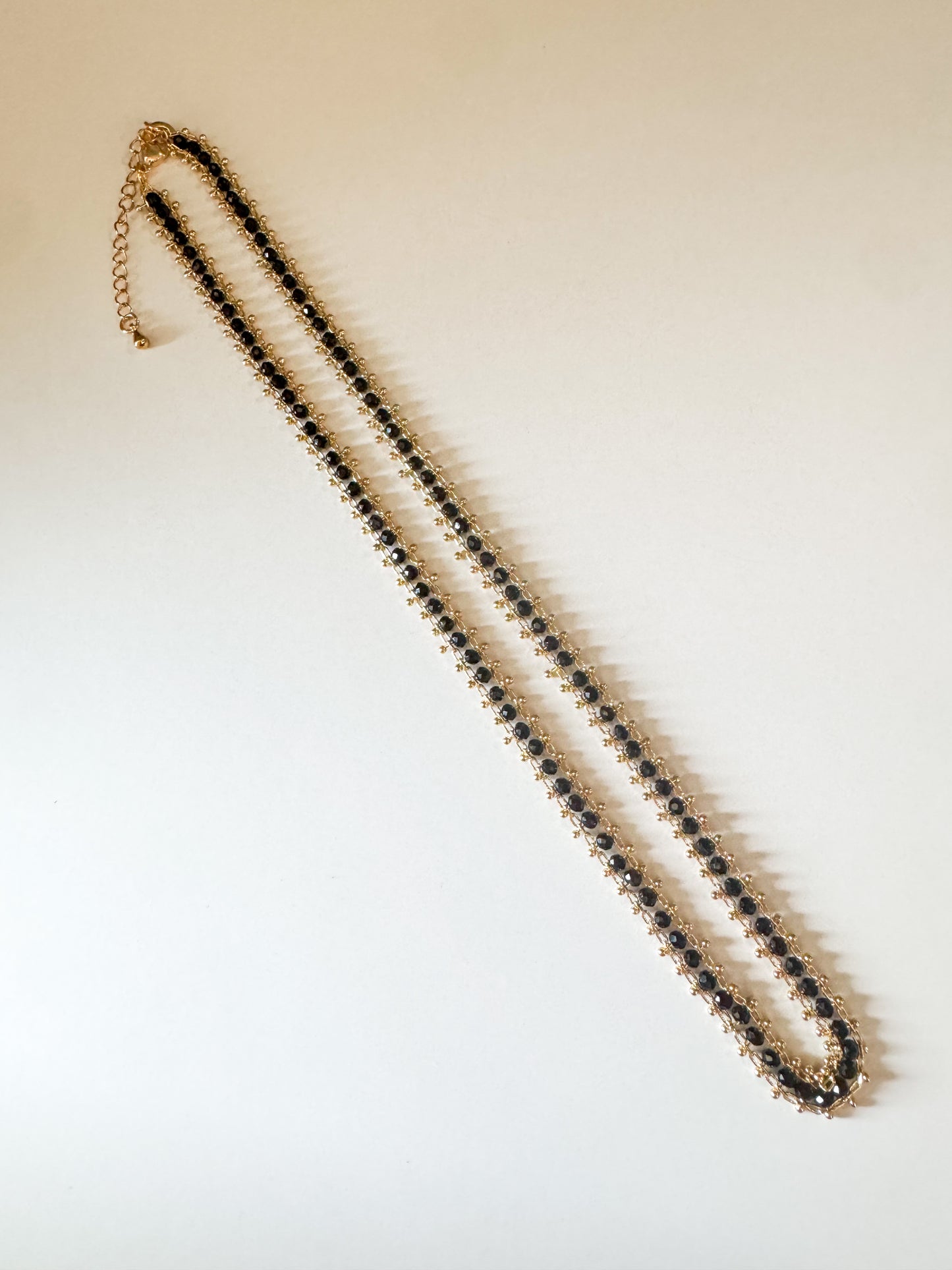 gold & black crystal glass rondelle beaded necklace