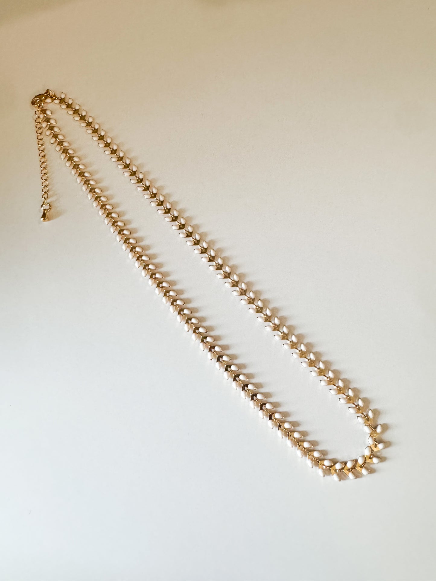 gold & white enamel chevron chain necklace