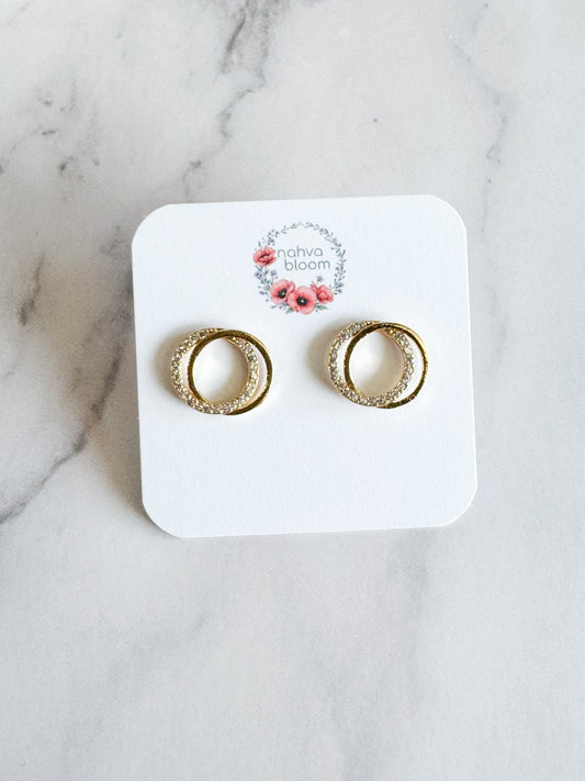 circle cz pave studs in gold