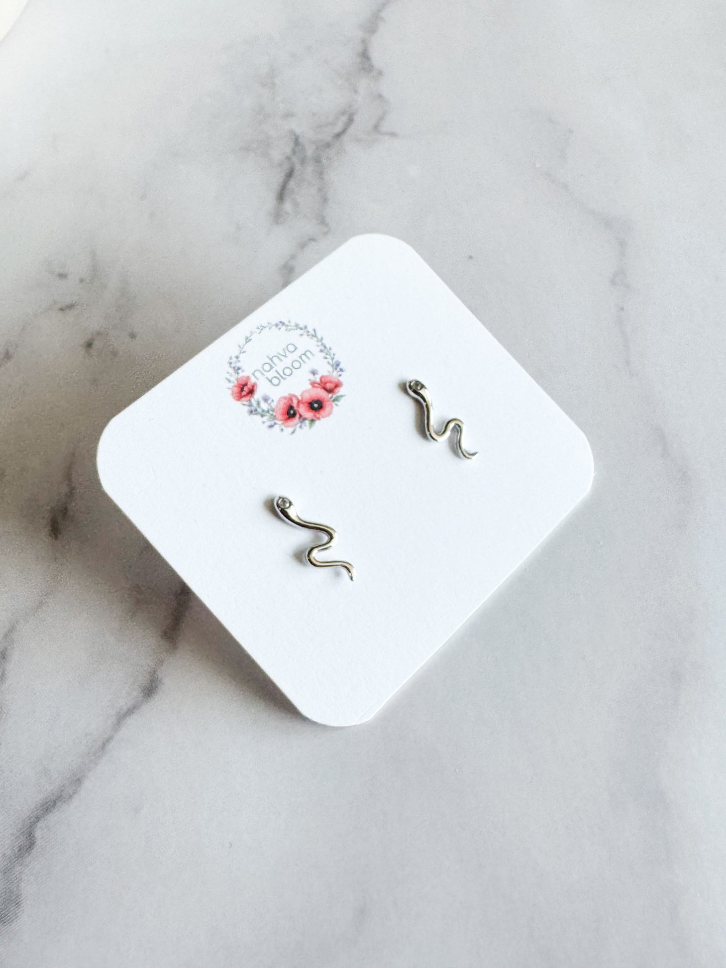 mini snake studs in silver