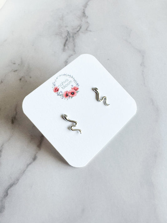 mini snake studs in silver