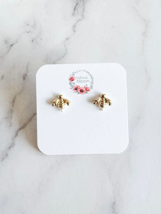 bee studs in gold