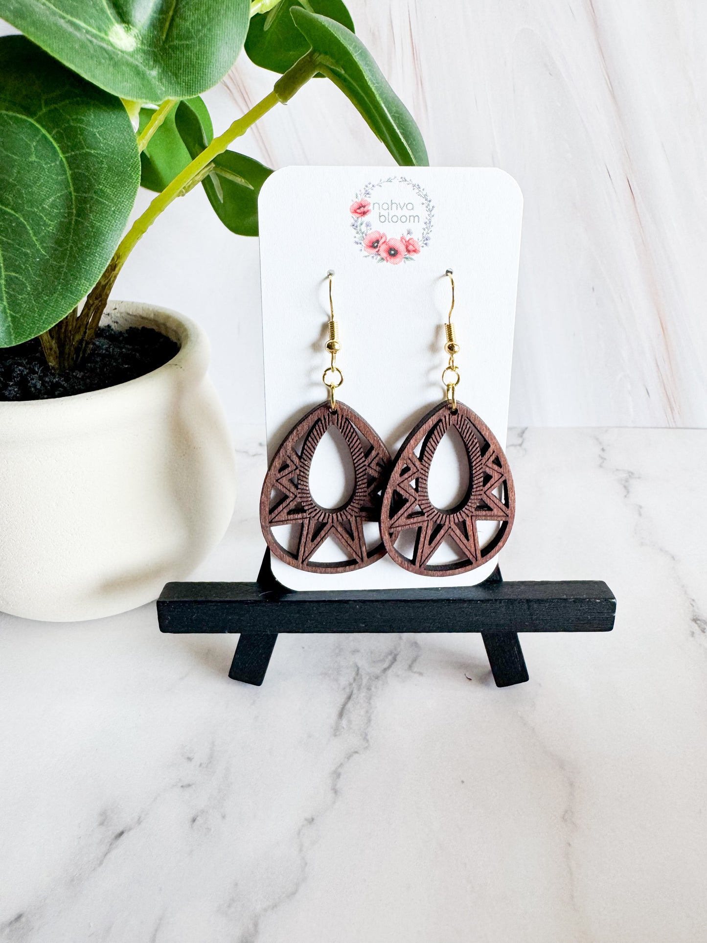teardrop wood earrings
