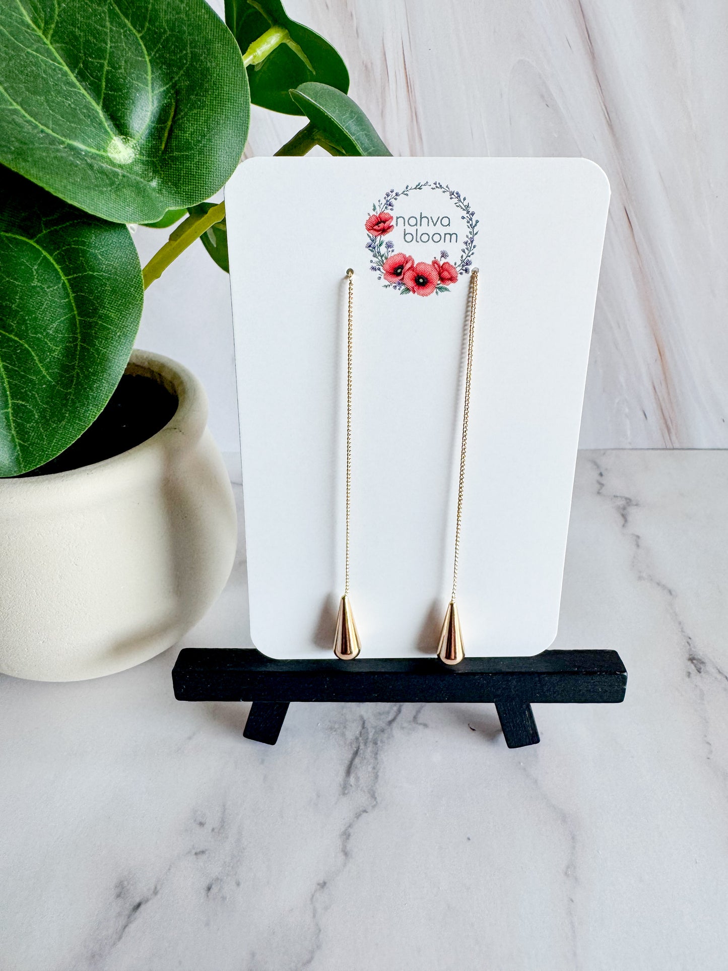 teardrop threader earrings