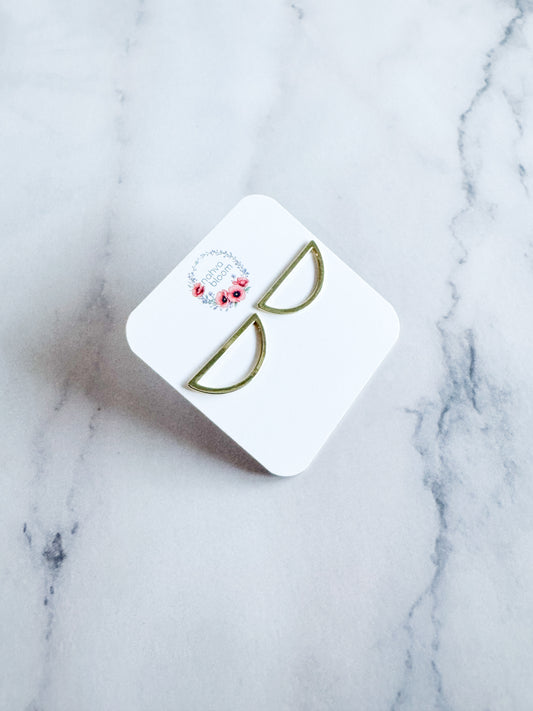 half circle studs in gold