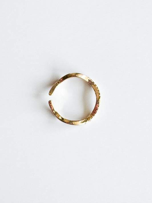 wavy cz pave gold ring