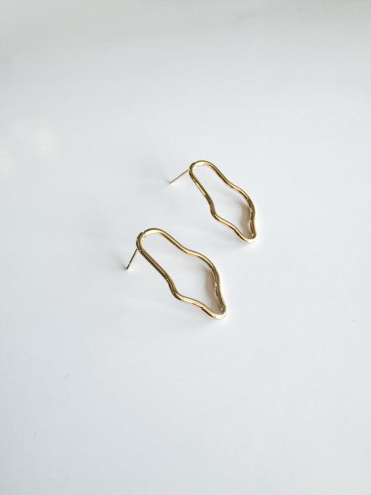 irregular shaped studs in gold