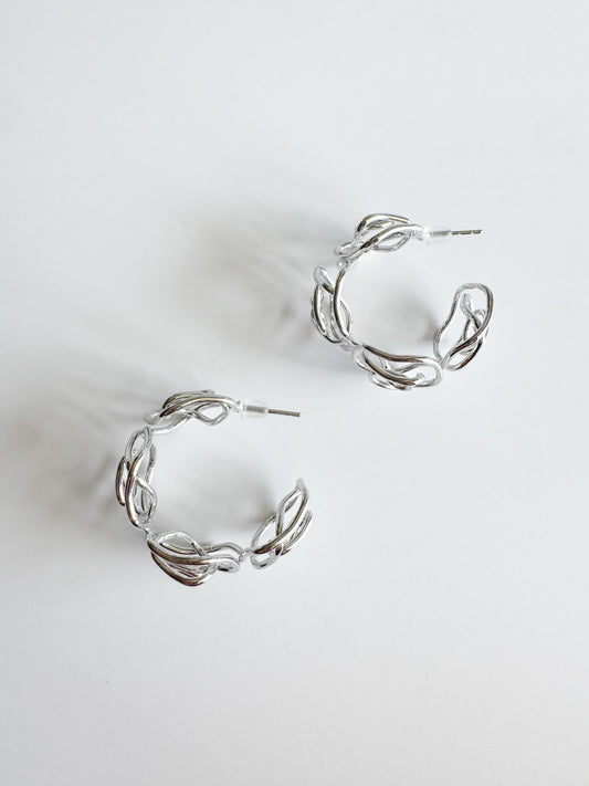 flower hoops in silver
