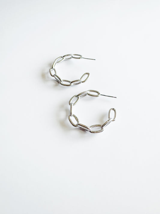 chain hoops in white gold