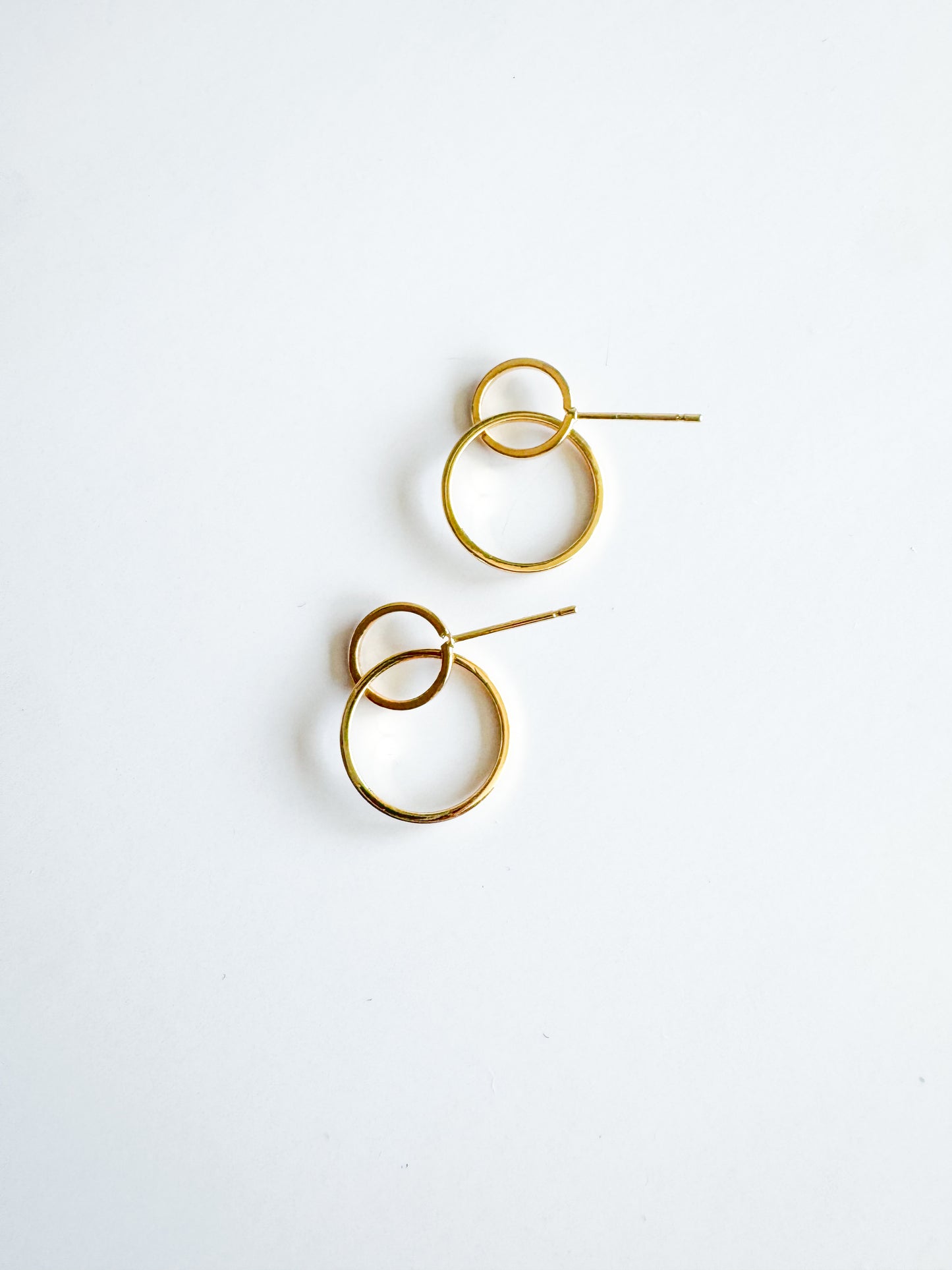 double circle earrings in gold