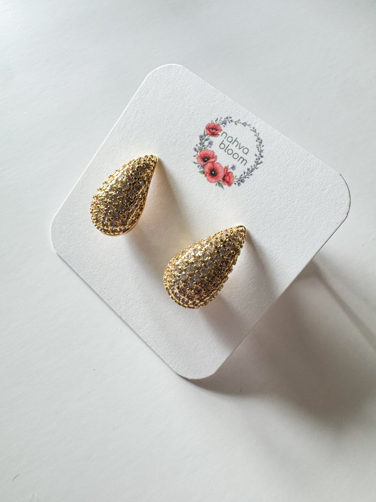 cubic zirconia pave teardrop earrings