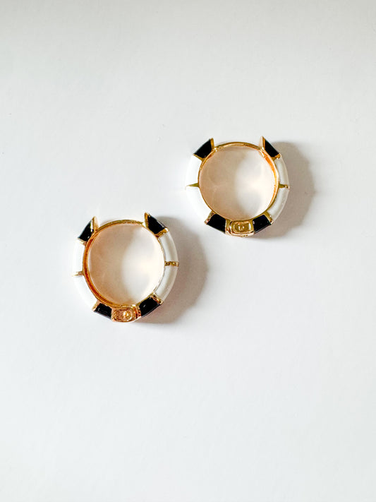 black & white enamel huggies