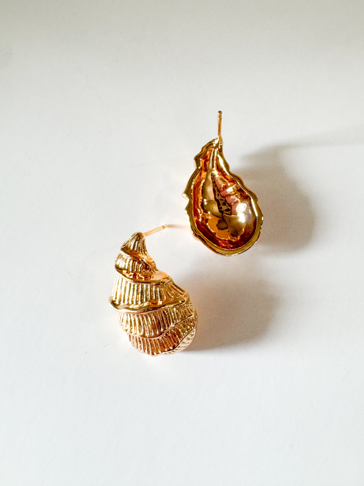 shell teardrop earrings in gold