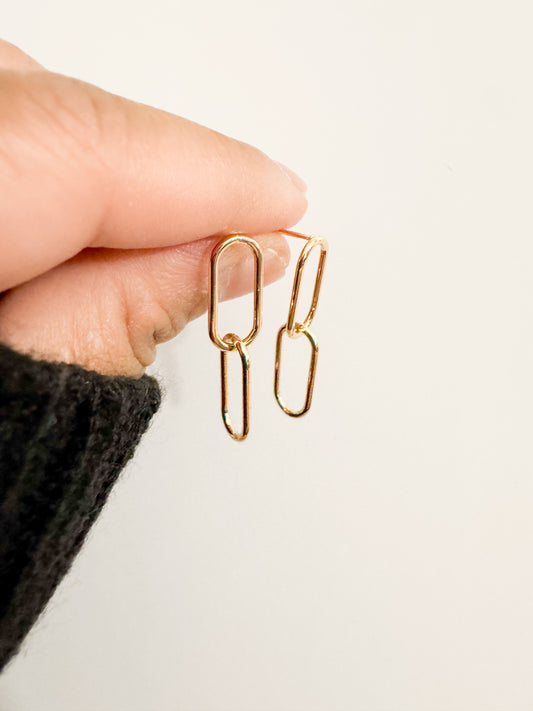 gold link earrings