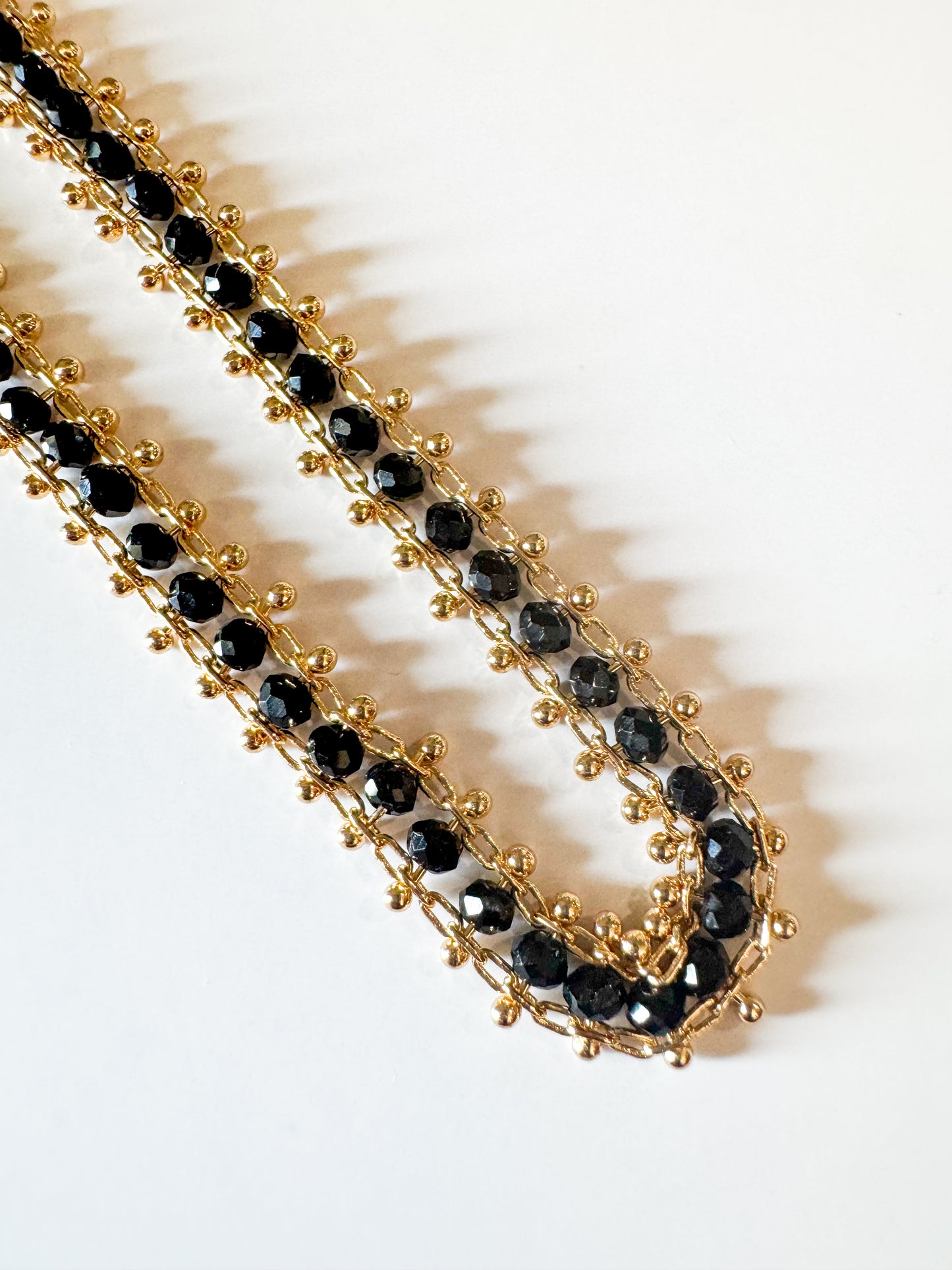 gold & black crystal glass rondelle beaded necklace