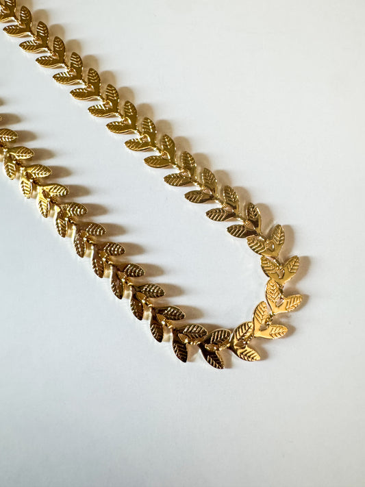 gold chevron leaf necklace