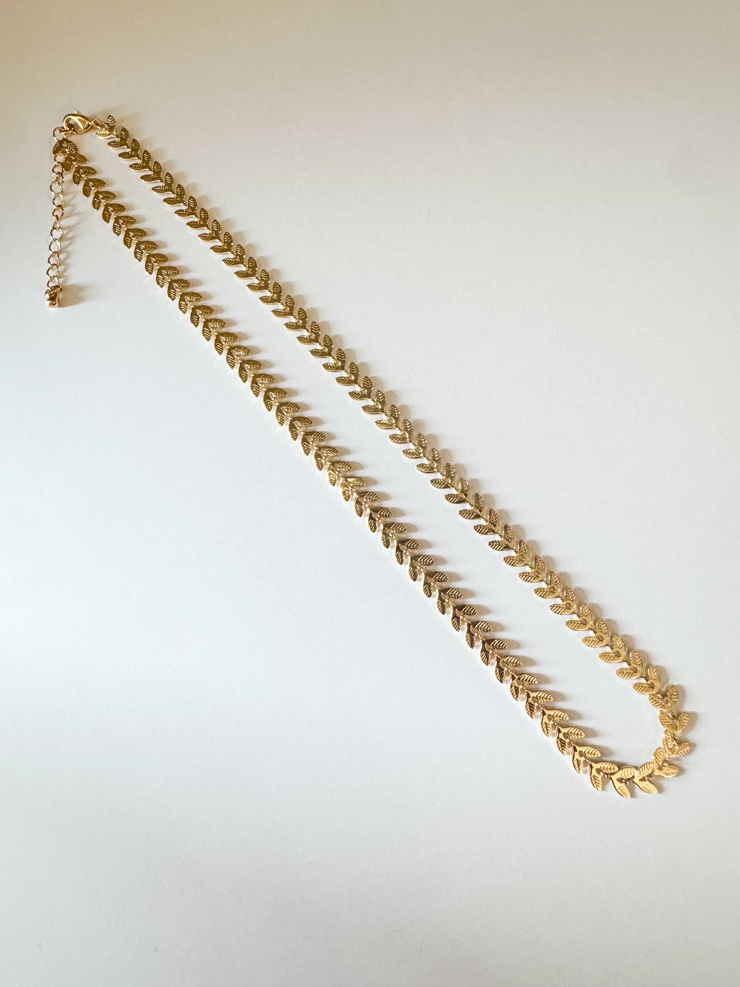 gold chevron leaf necklace