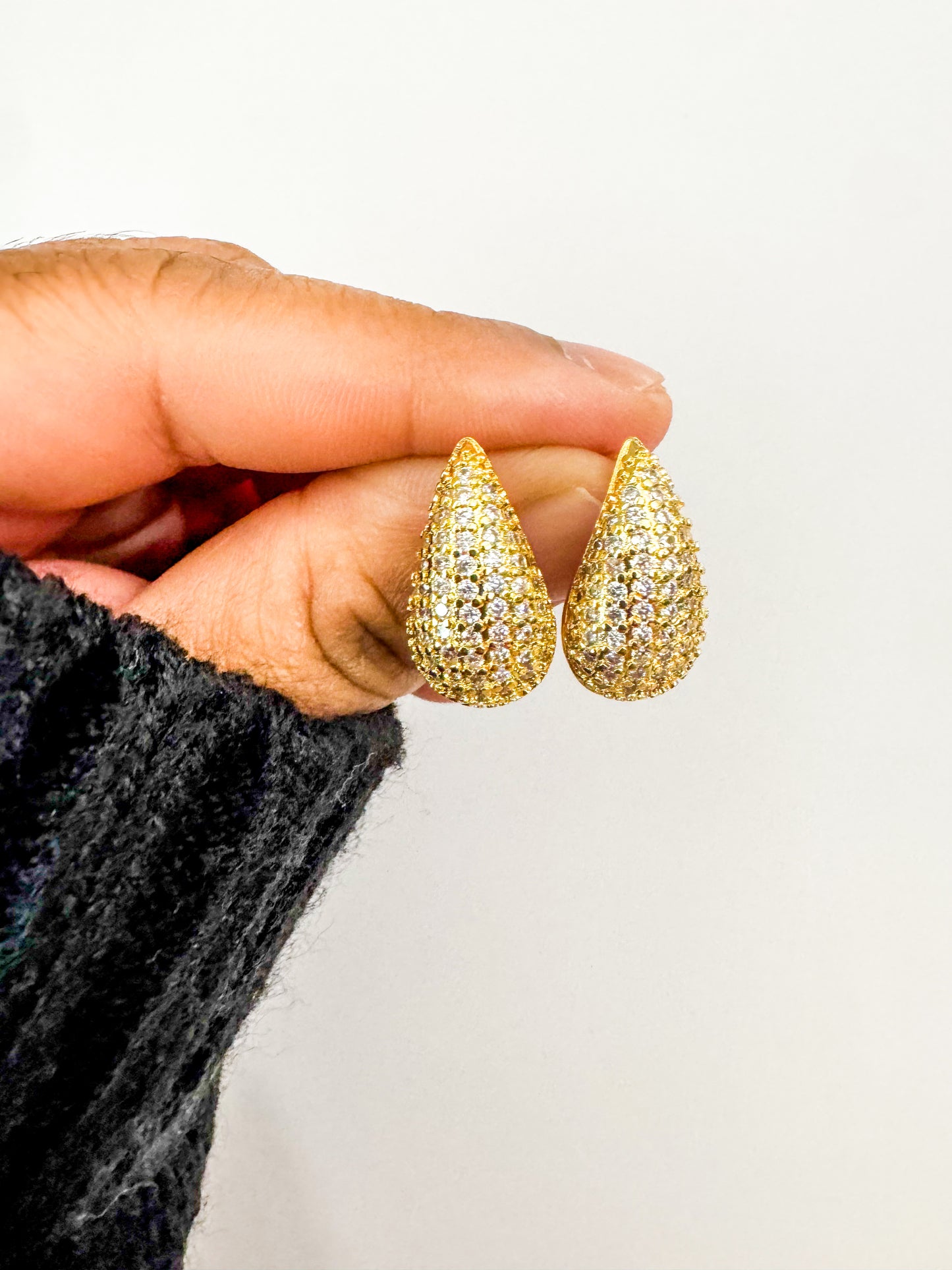 cubic zirconia pave teardrop earrings