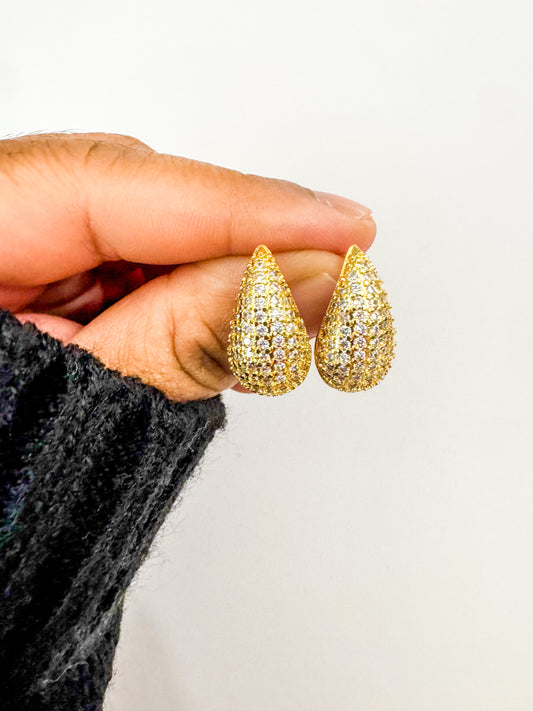 cubic zirconia pave teardrop earrings