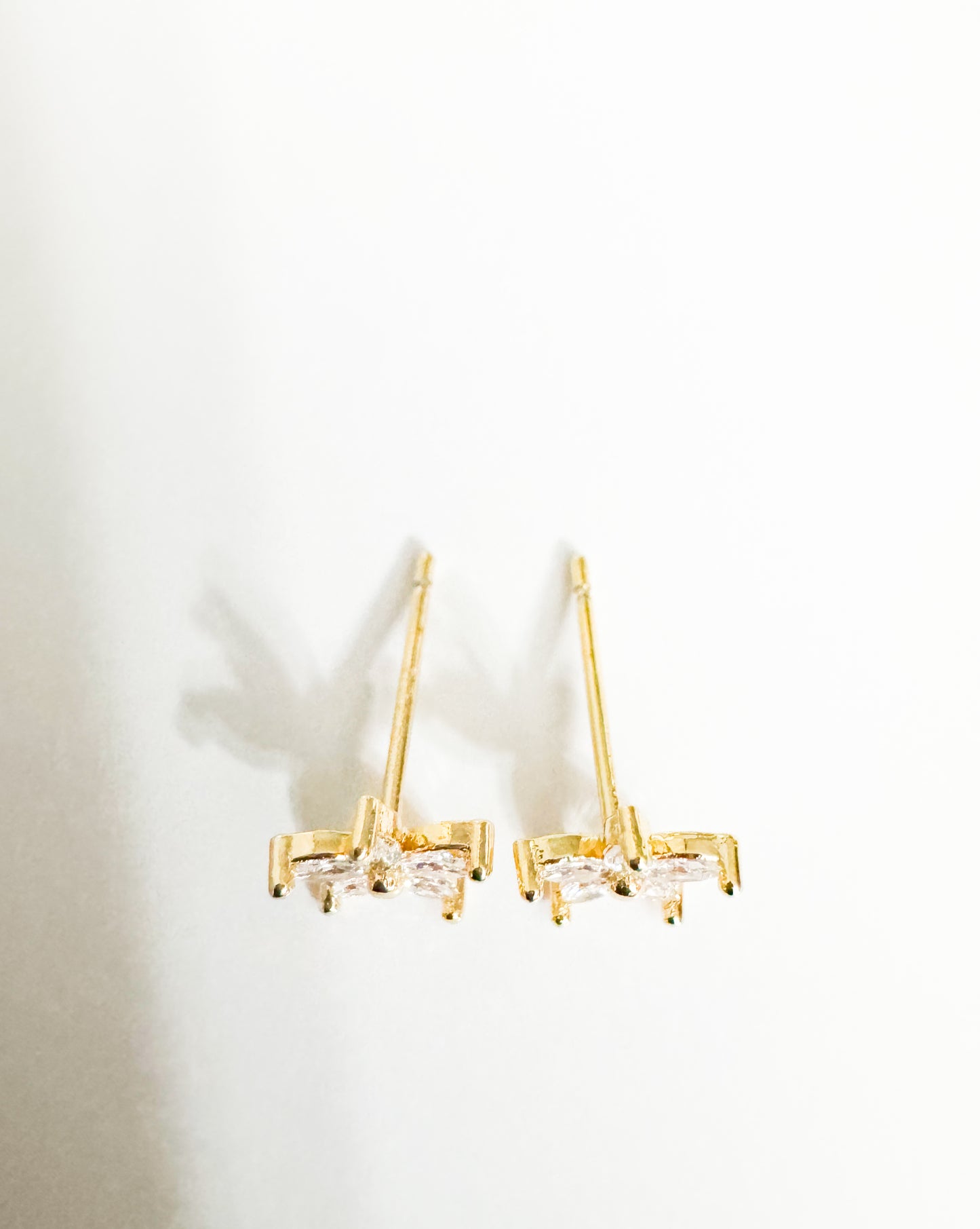mini cubic zirconia pave gold flower earrings