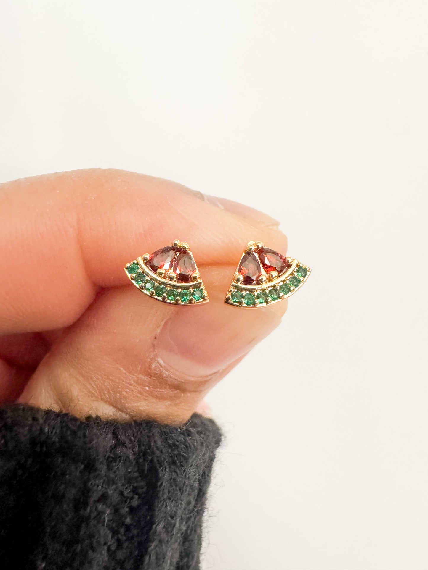 mini cubic zirconia pave watermelon studs