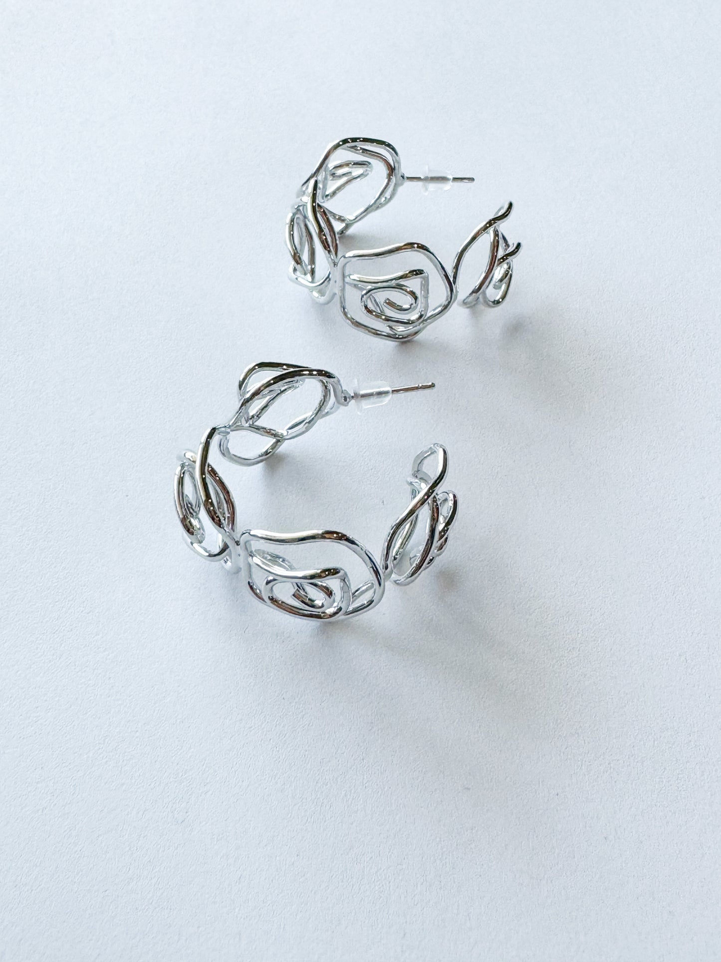flower hoops in silver