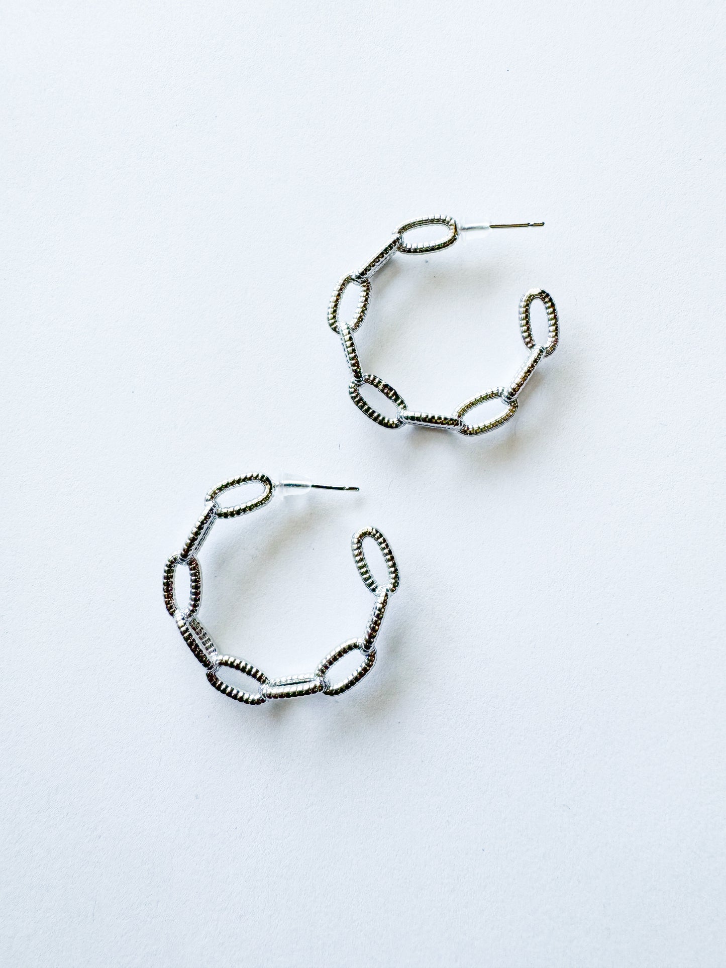 chain hoops in white gold