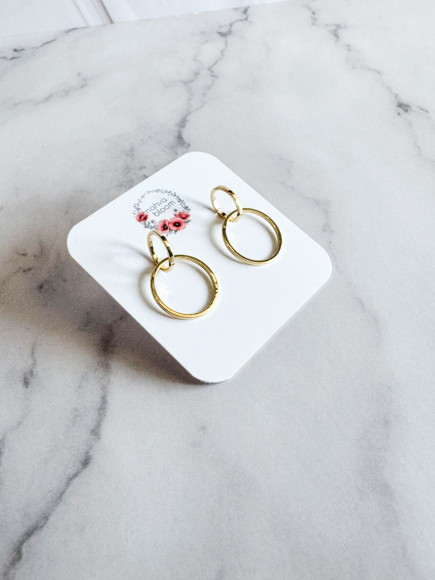 double circle earrings in gold