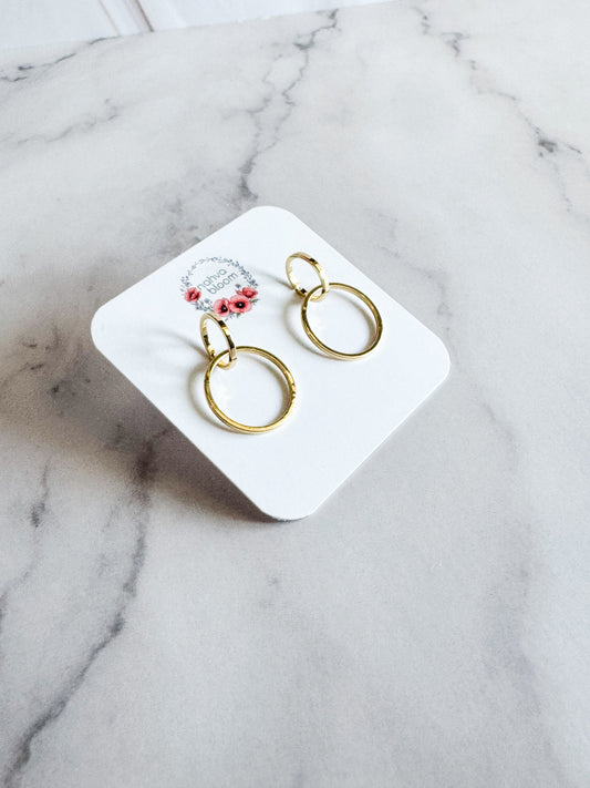 double circle earrings in gold
