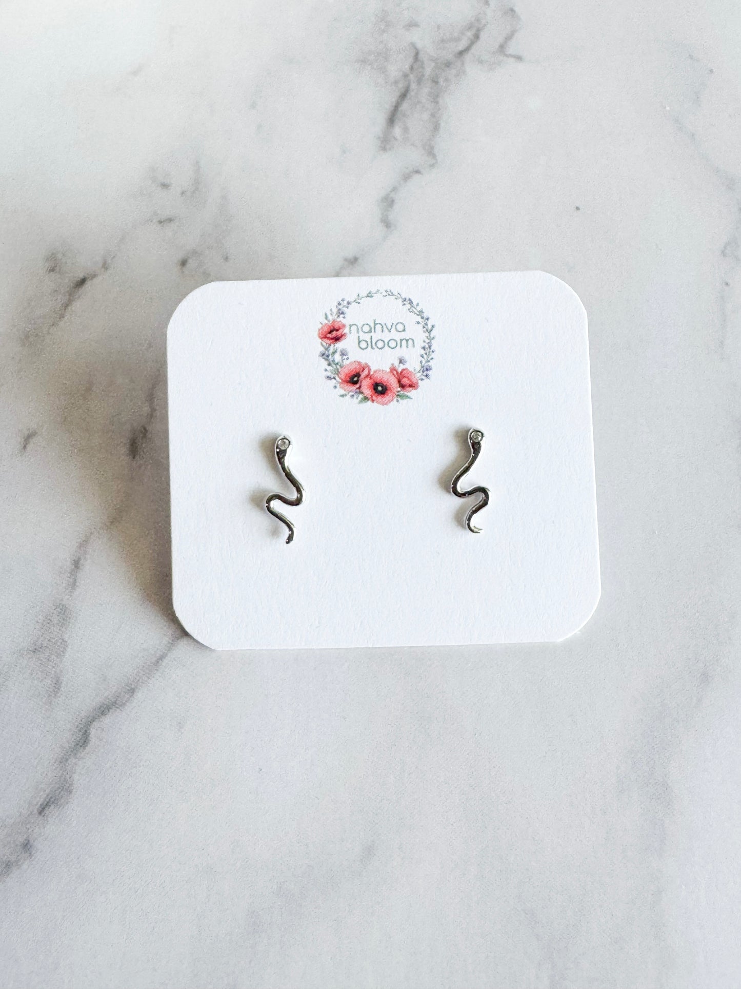 mini snake studs in silver