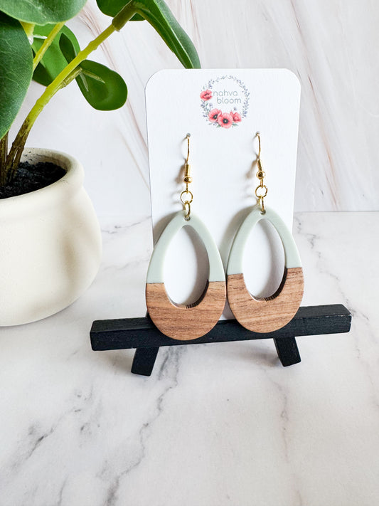 gray & wood earrings