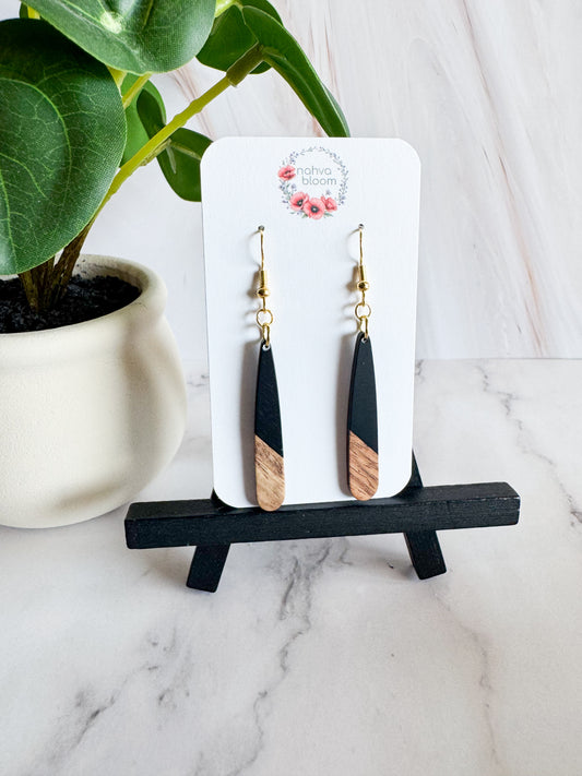 black & wood earrings