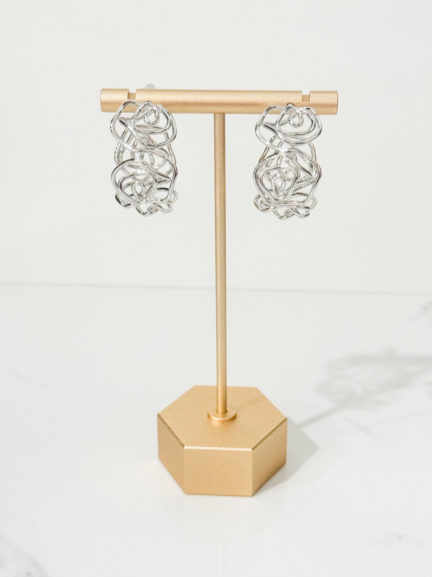 flower hoops in silver