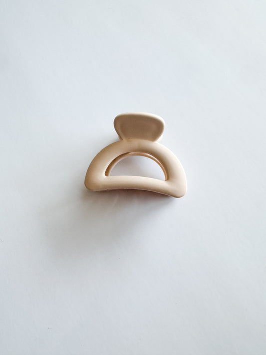 small semicircle hair claw in tan