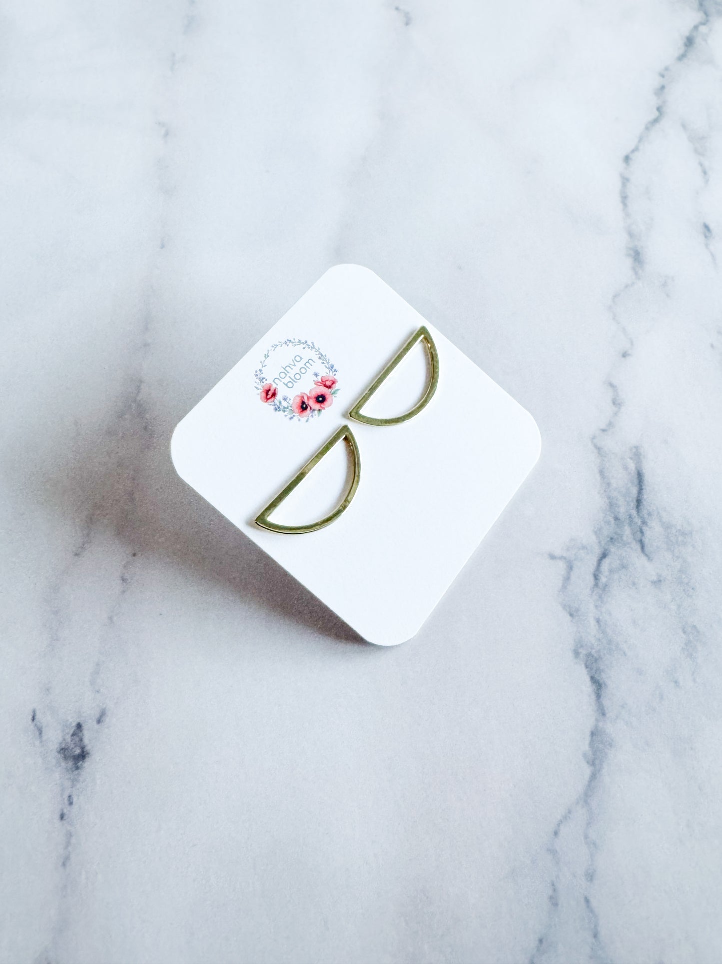 half circle studs in gold