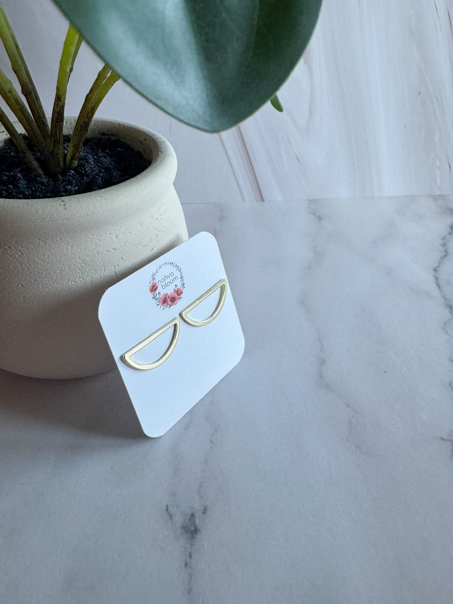 half circle studs in gold