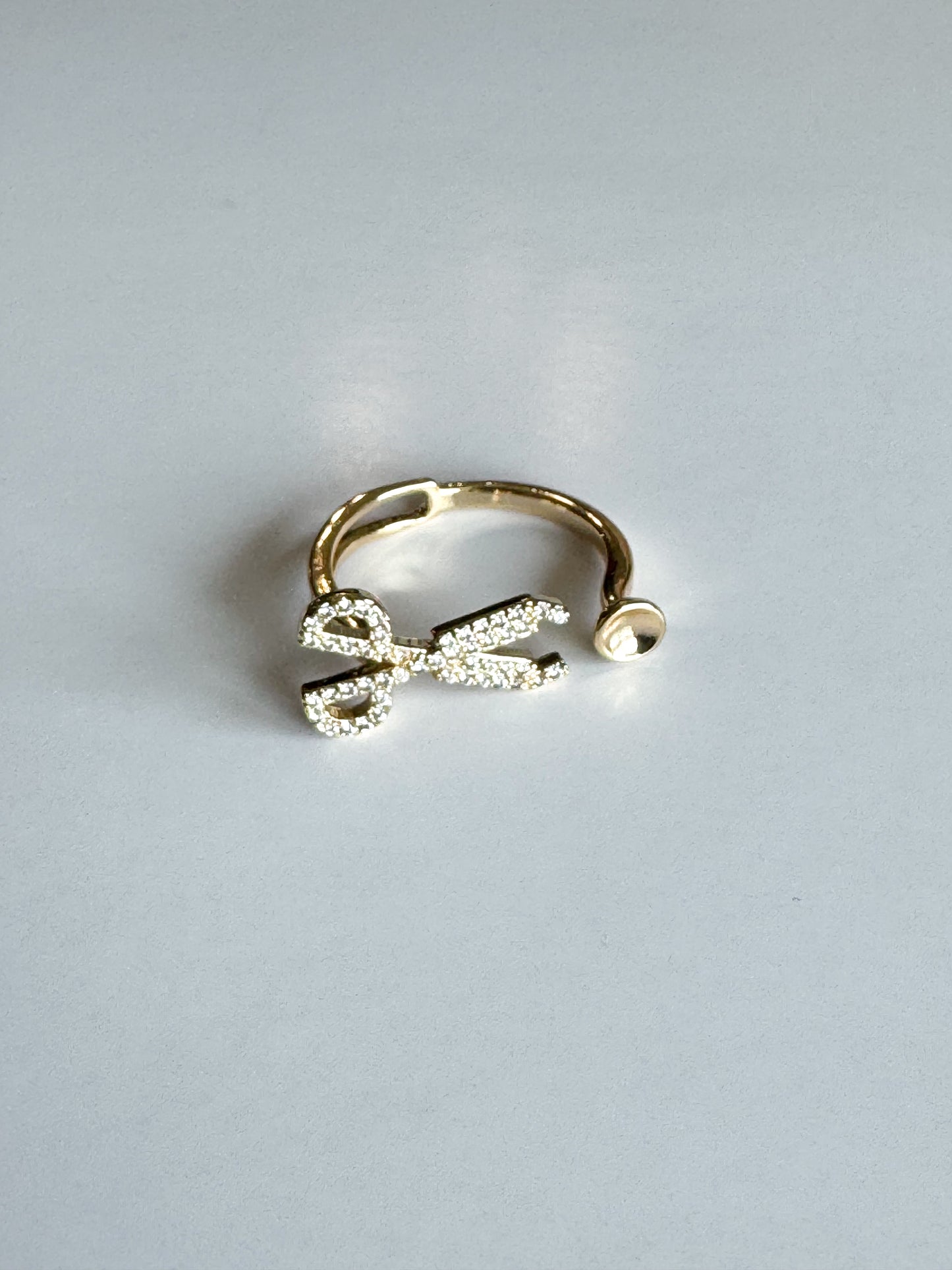 cz pave scissor gold ring