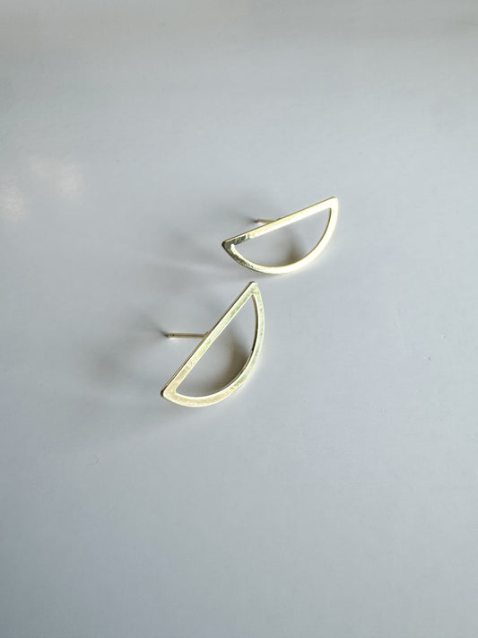 half circle studs in gold