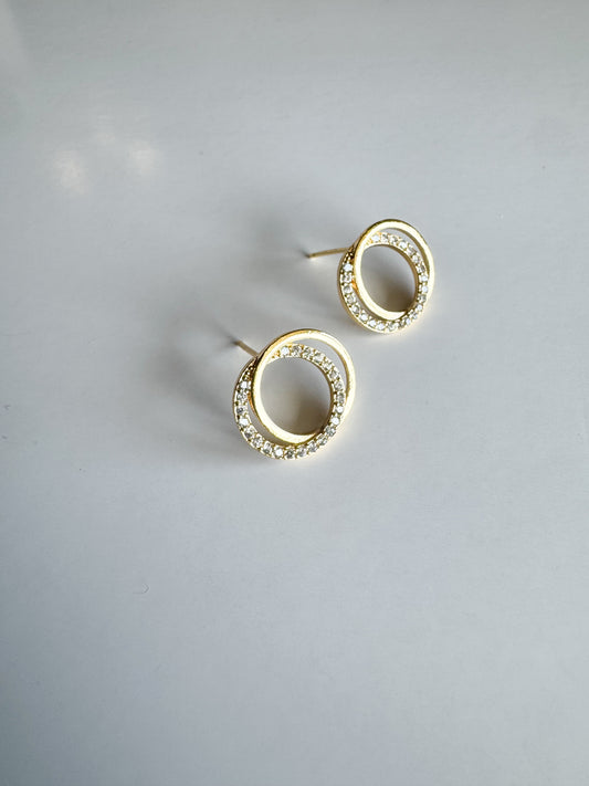 circle cz pave studs in gold