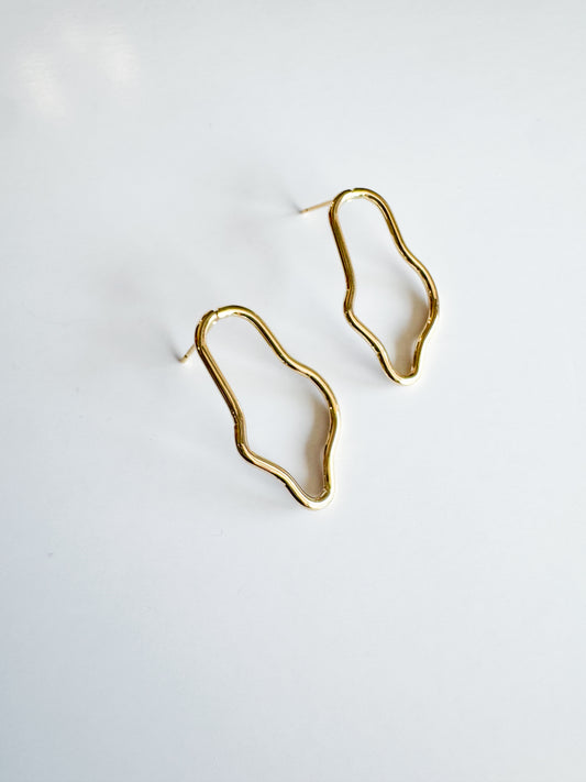 irregular shaped studs in gold