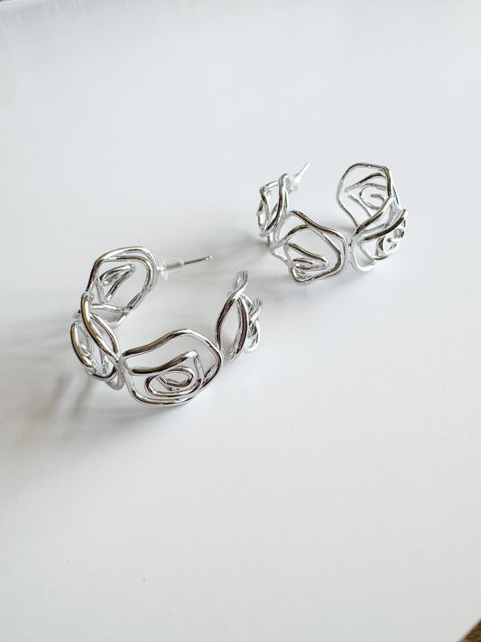 flower hoops in silver