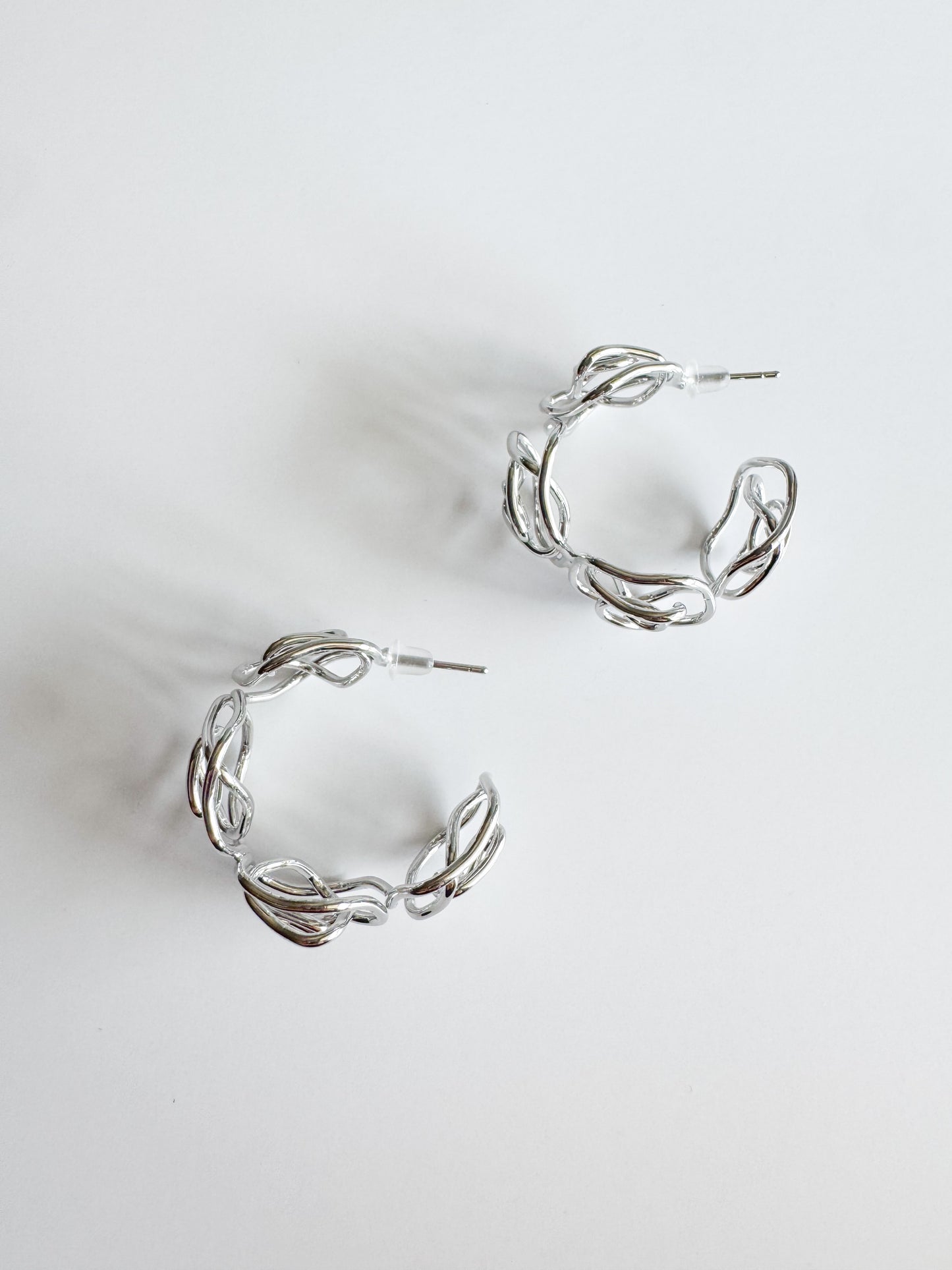 flower hoops in silver