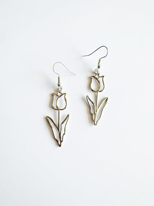 tulip earrings in silver