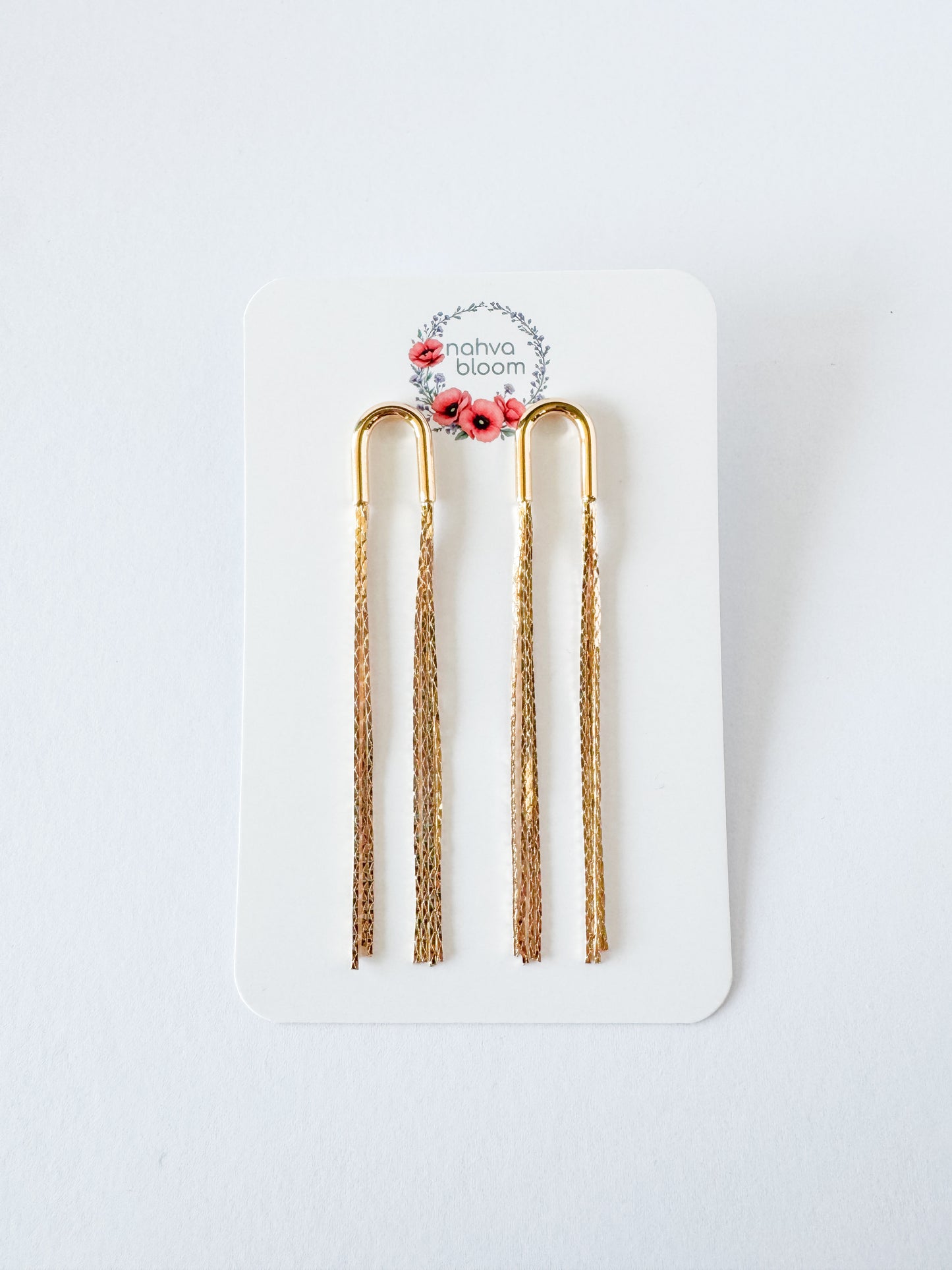 arch chain tassel earrings in gold