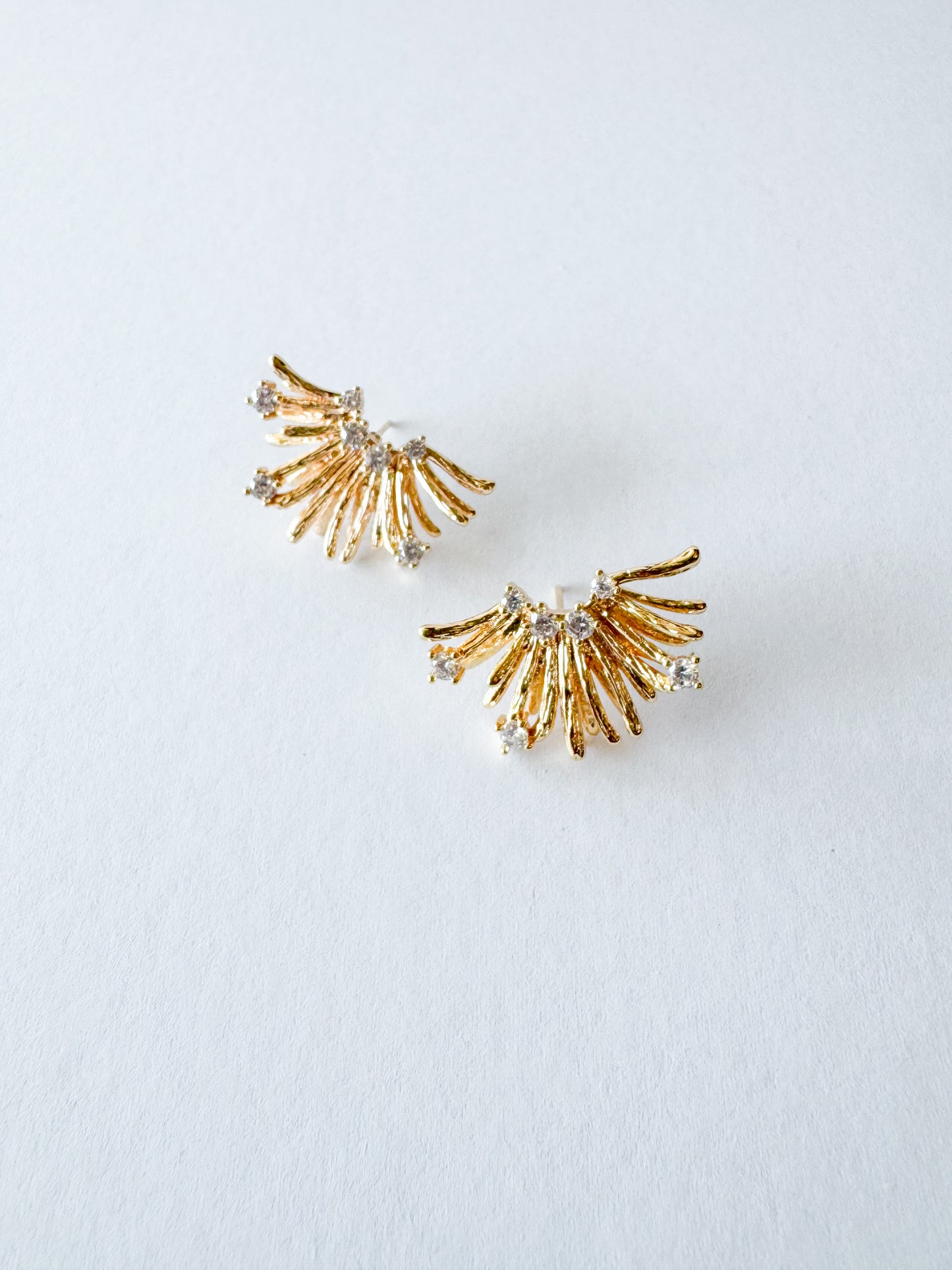 cz pave earrings in gold