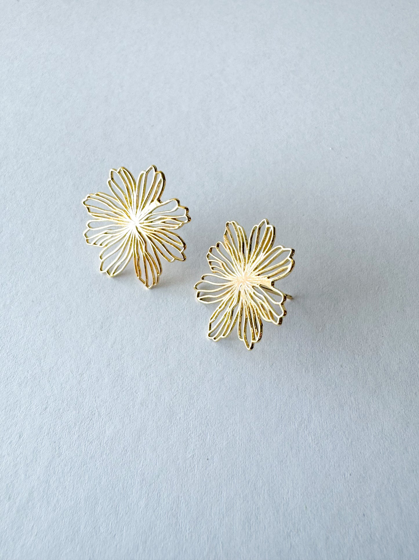 flower earrings in gold