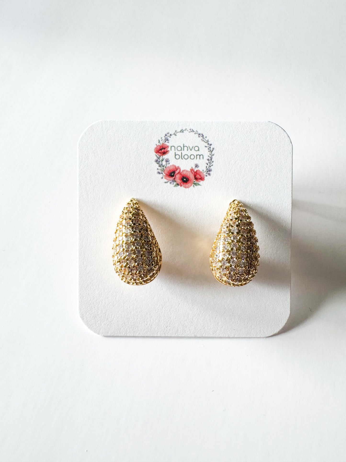 cubic zirconia pave teardrop earrings