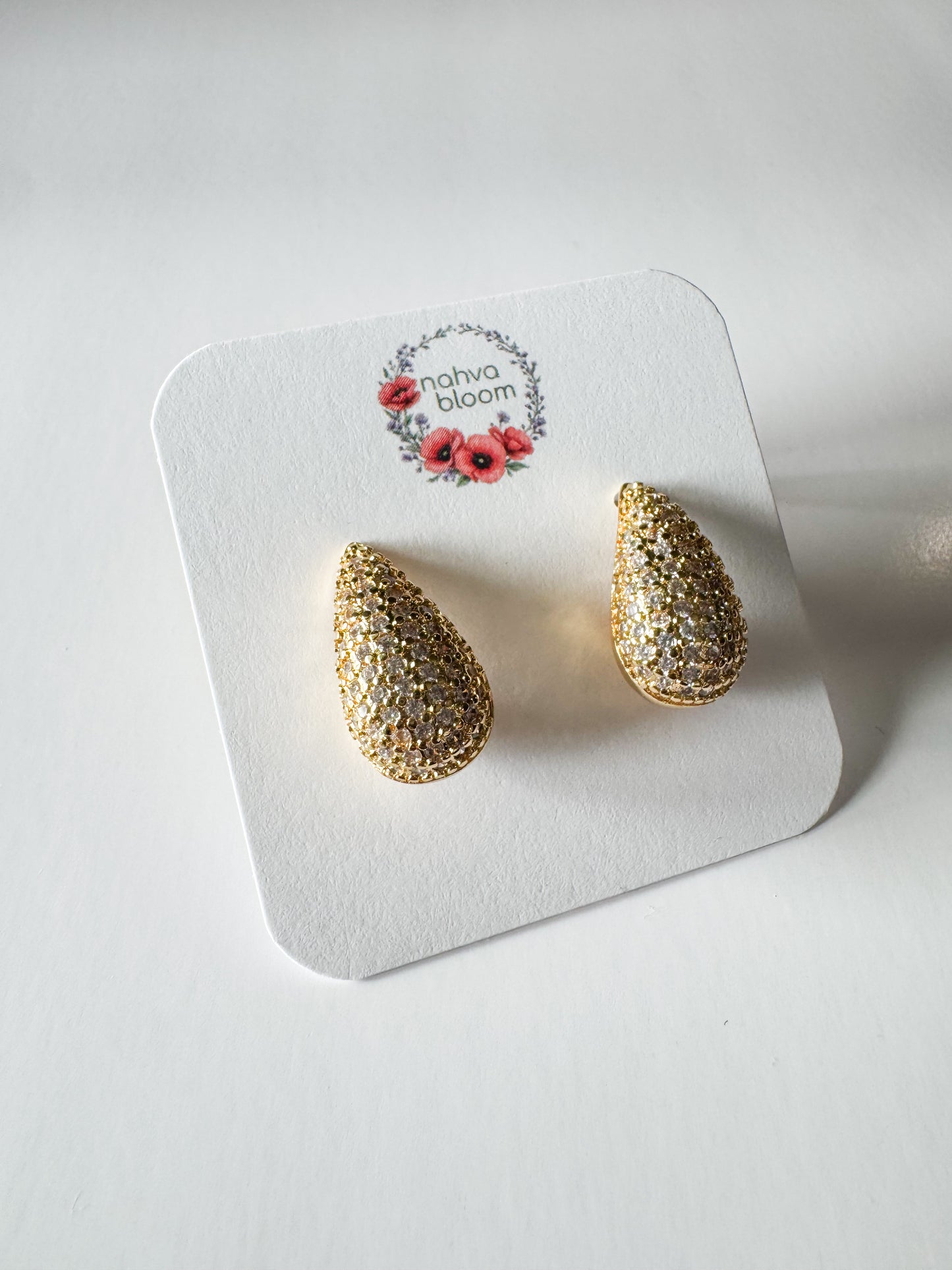 cubic zirconia pave teardrop earrings