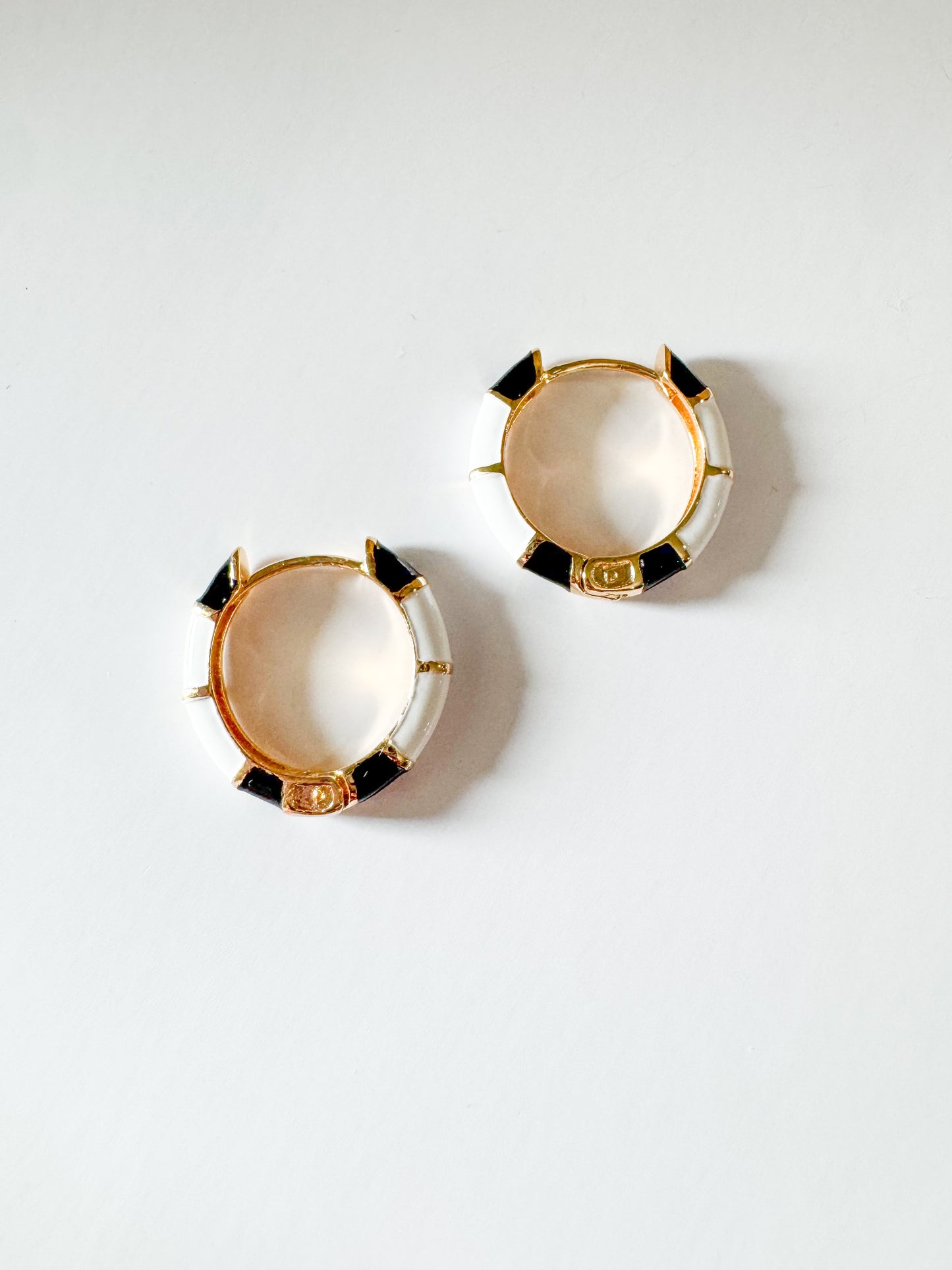 black & white enamel huggies